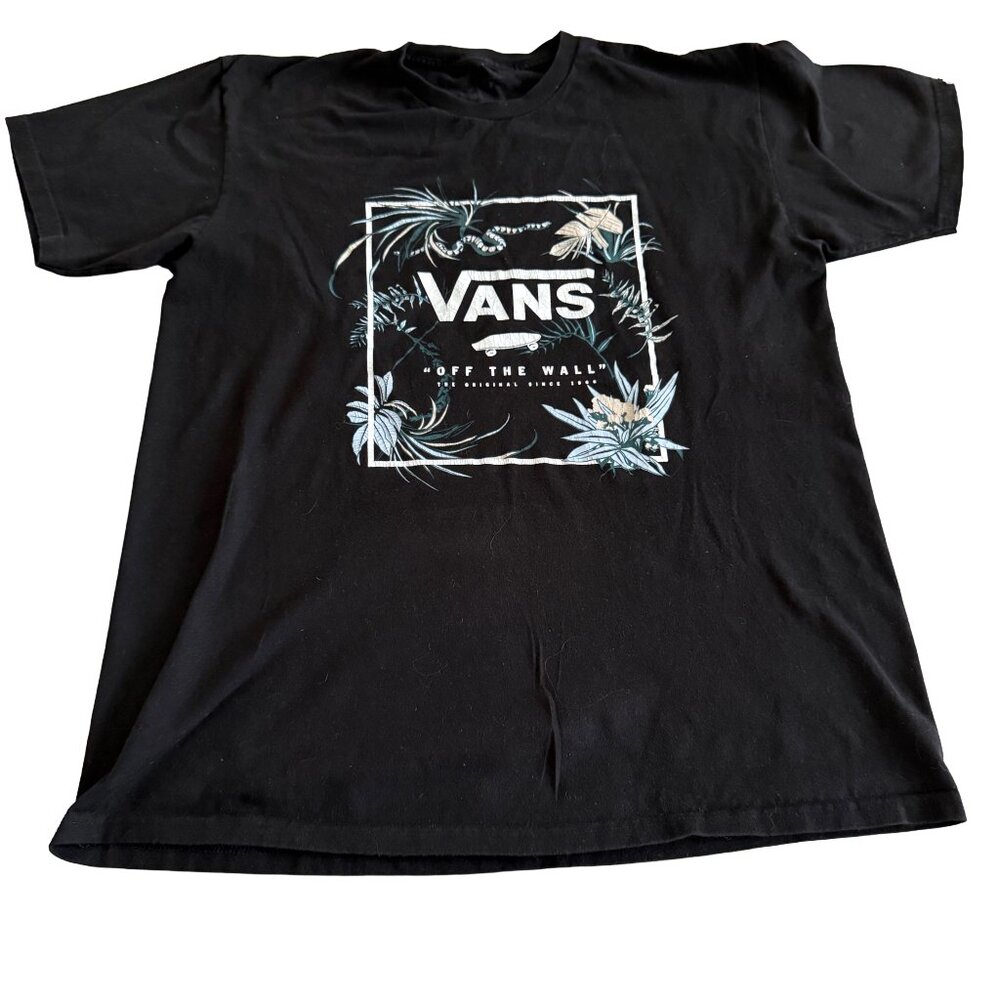Vans Men's Large Short Sleeve Black Tropical Print T-Shirt